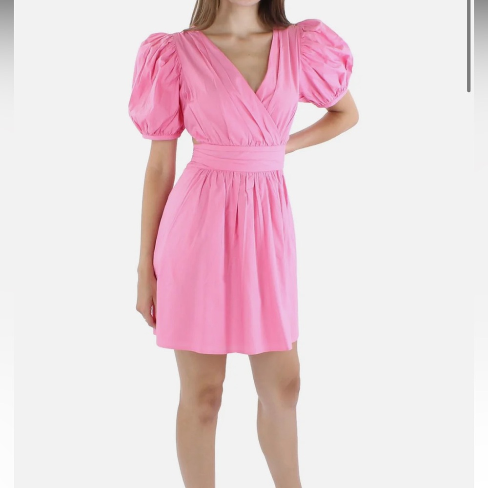 French Connection Womens Pleated Mini Fit & Flare Dress, Pink, XS